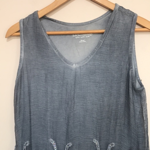 SOFT Surroundings Silk Romance Top sleeveless tunic size XS oversized grey - Picture 3 of 11